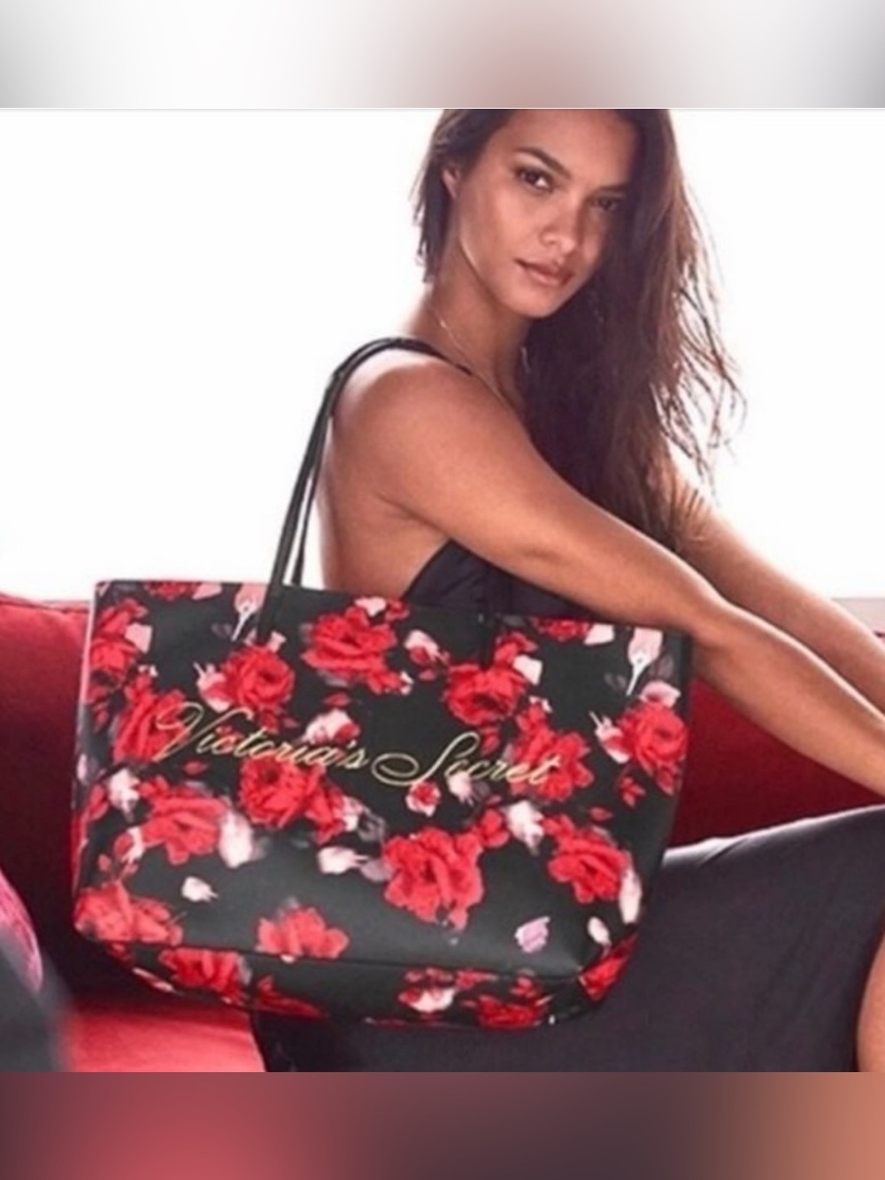 Victoria's Secret 2019 Limited Edition Black Floral Tote Bag